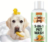 Shampoing 5-en-1 pour Chien et Chat 100ml, Formule Végétale Pure, Sans Larmes, Non Irritant, Nettoie Instantanément et Élimine les Pellicules, Lutte contre les Odeurs et les Noeuds, Protège lors du Bain, Parfum Longue Durée, Recommandé par les Vétérinaire